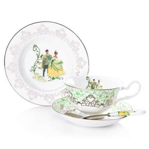 English Ladies Disney Princess Tiana Wedding Plate, Spoon, Cup & Saucer