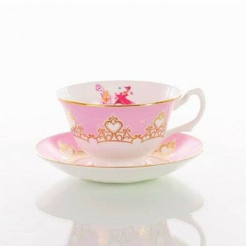 English Ladies Disney Sleeping Beauty Princess Aurora Tiara Cup & Saucer