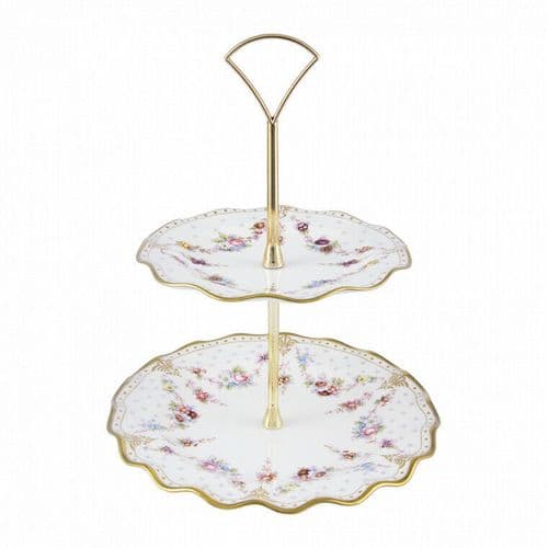 Royal Crown Derby 1st Quality Antoinette 2 Tier Cake Stand