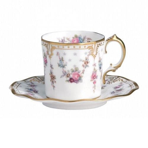 Royal Crown Derby 1st Quality Antoinette Coffee Cup & Saucer