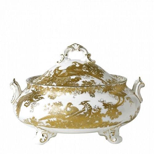 Royal Crown Derby 1st Quality Gold Aves Covered Vegetable Dish