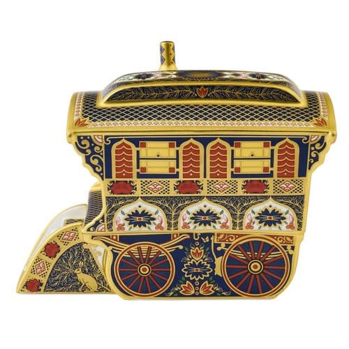 Royal Crown Derby 1st Quality Imari Solid Gold Band Vardo Wagon Paperweight