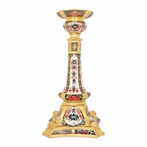 Royal Crown Derby 1st Quality Old Imari Solid Gold Band 30cm Candlestick