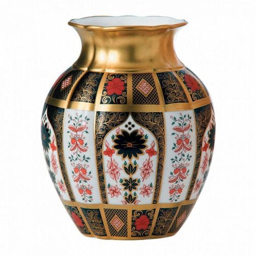 Royal Crown Derby 1st Quality Old Imari Solid Gold Band Tulip Vase