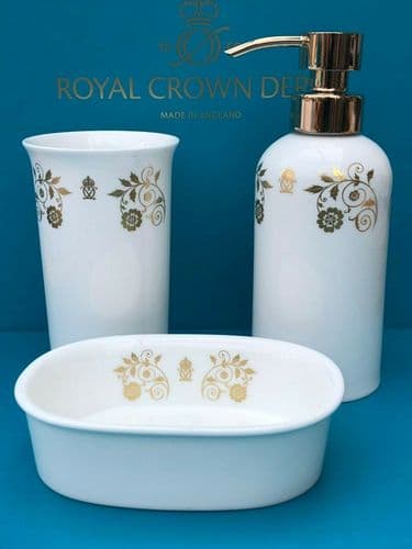 Royal Crown Derby 1st Quality Samuel Heath Gold 3pc Bathroom Set