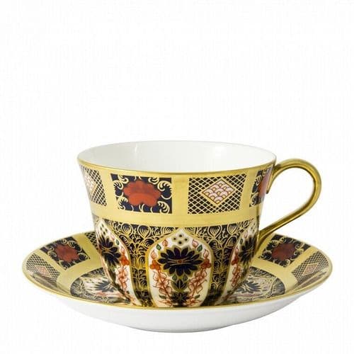 Royal Crown Derby 2nd Quality Imari Solid Gold Band Breakfast Cup & Saucer