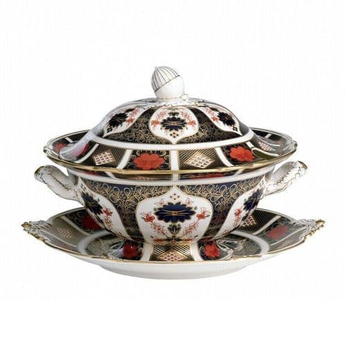 Royal Crown Derby 2nd Quality Old Imari 1128 Soup Tureen & Stand