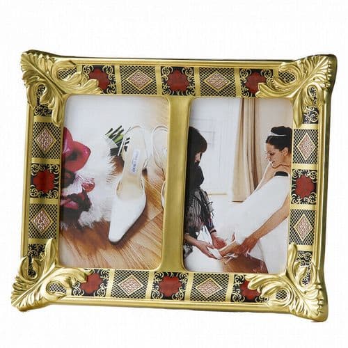 Royal Crown Derby 2nd Quality Old Imari Solid Gold Band Double Picture Frame