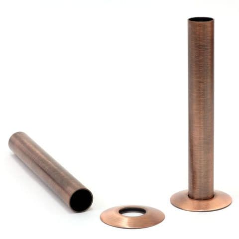 Cast Iron Radiator Pipe Shrouds 130mm - Antique Copper