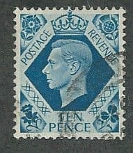 1937 10d 'TURQUOISE BLUE' FINE USED