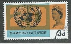 1965 3d '20TH ANN OF UNITED NATIONS'  (ORD)   FINE USED