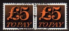 1970 PAIR OF £5.00 ' ORANGE AND BLACK' FINE USED
