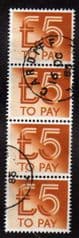 1982 STRIP OF 4 X £5.00 TO PAYS FINE USED