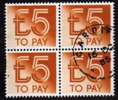 1992 BLK  OF 4 X '£5.00 TO PAYS' FINE USED