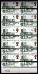1992 BLOCK OF 10x £1 'HARRISON CASTLE' OPTD TRAINING BARS