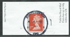 1995 1ST 'BRIGHT ORANGE RED' (2b) BOOKLET/ GREETING LABEL FINE USED