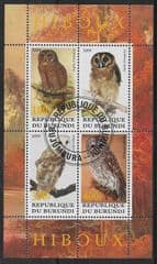 2009 'BURUNDI - BIRDS- OWLS' M/S  C.T.O FINE USED ( BOGUS)