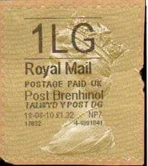 2010 1LG' POST BRENHINOL GOLD TYPE I LABEL(HYPHEN SEPERATED DATE)