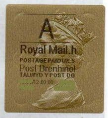 2012 'A' (H 5)(£0.00) WALSALL WELSH GOLD TYPE 3 LABEL