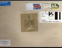 2012 'A'(H 5)WELSH TYPE 3 LABEL + OTHER LABELS ON COVER TO HONG KONG