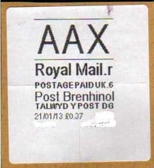 2012 'AAX' (R 6) POST BRENHINOL ( RARE LATE USE)