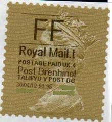 2012 'FF'(£0.95) 'POST BRENHINOL' GOLD PERF TYPE I