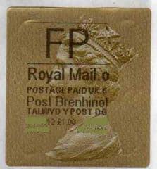 2012 'FP' (O 6) WALSALL WELSH GOLD TYPE 3 LABEL
