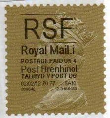 2012 'RSF'( i 4)(£0.77) 'POST BRENHINOL' GOLD PERF