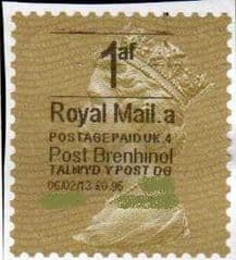 2013 1af ( £0.95)'POST BRENHINOL' GOLD PERF *RARE*(VERY LATE USE)
