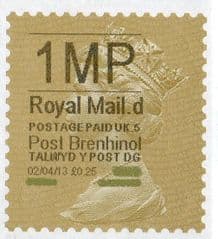 2013 '1MP'( D 5) 'POST BRENHINOL' GOLD PERF(NEW SERVICE FROM 2ND APRIL 2013)