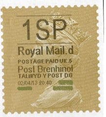2013 '1SP'( D 5) 'POST BRENHINOL' GOLD PERF (NEW SERVICE FROM 2ND APRIL 2013)