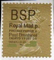 2013 'BSP'( P 4) 'POST BRENHINOL' GOLD PERF (NEW SERVICE FROM 2ND APRIL 2013)