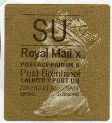 2013 'SU' (X 5) WALSALL WELSH GOLD TYPE 3 LABEL