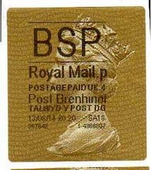 2014 'BSP' (P 4) POST BRENHINOL TYPE 2a LABEL   (NEW SERVICE FROM 2ND APRIL 2013)  LATE USE