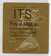 2014 'I.T.S.' (U 4)POST BRENHINOL TYPE 2a LABEL   (NEW SERVICE FROM 30TH MAR 2014)  RARE LATE USE OF 2a