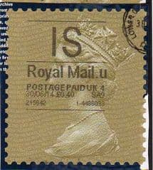2014 'IS' (U 4) 'ROYAL MAIL' TYPE 1   (RARE LATE USE OF TYPE 1)