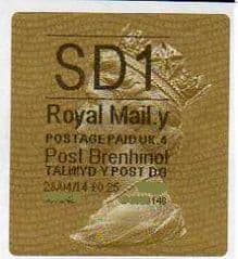 2014 'SD1' (Y 4)POST BRENHINOL TYPE 2a LABEL  (NEW SERVICE FROM 11TH FEB 2014)  RARE LATE USE