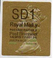 2014 'SD1' (Y 5)POST BRENHINOL TYPE 2a LABEL  (NEW SERVICE FROM 11TH FEB 2014)  RARE LATE USE