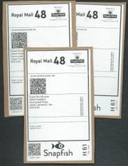 2015 3x (S/A)  'ROYAL MAIL 48 ' 'SNAPFISH' LABEL  (POSTAGE ON ACCOUNT) LABELS