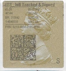 2016 ITS: INTERNATIONAL TRACKED & SIGNED  (U4) TYPE 4 PRINTING ON GOLD TYPE 3 LABEL