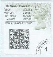 2017 1C SMALL PARCEL ( d 5) TYPE 4b HORIZON LABEL ( 2D BARCODED) (GREY/ GREEN VARIATION)
