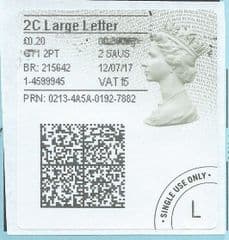 2017 2C LARGE LETTER ( f 5) TYPE 4b HORIZON LABEL ( 2D BARCODED) (GREY/ GREEN VARIATION)