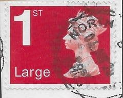 2020 1ST LARGE (S/A) 'BRIGHT SCARLET ' (NO CODES)  MACHIN FORGERY  FINE USED