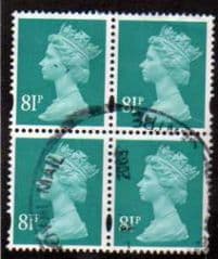 BLOCK OF 4 X 81P 'TURQUOISE GREEN' FINE  USED
