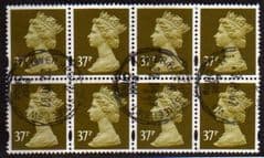 BLOCK OF 8 X 37P 'BROWN OLIVE' FINE USED