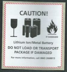CAUTION - LITHIUM ION/ METAL BATTERY LABEL ( RMDGD2) LABEL