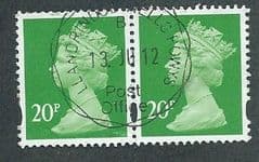 PAIR OF 20P 'BT GREEN' (2B) FINE USED