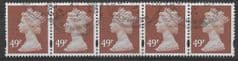 STRIP OF 5 X 49P ' RED BROWN' FINE USED